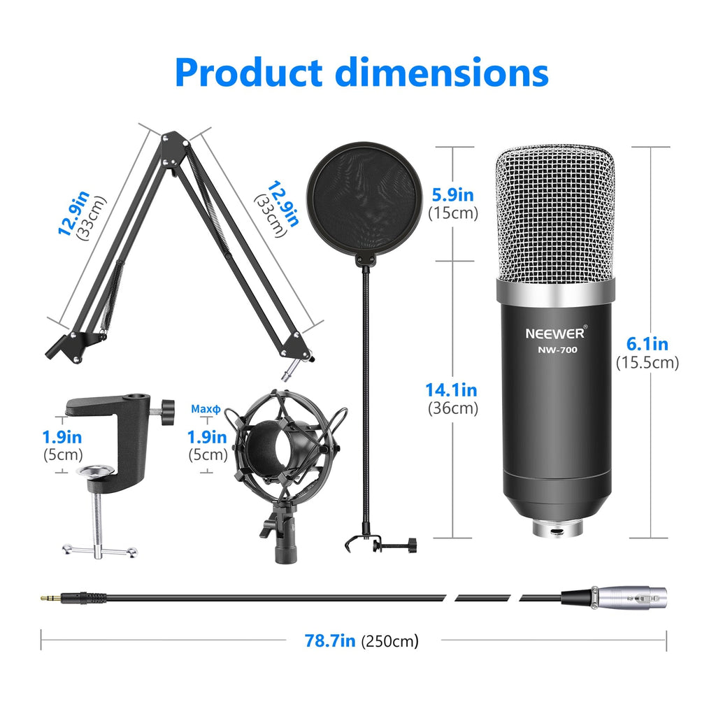NW-700 Studio Condenser Microphone Kit for PC Karaoke Youtube Professional Recording Broadcast Mikrofon with Stand